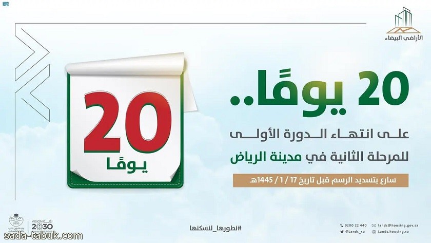 الأراضي البيضاء : 20 يوماً على انتهاء مهلة سداد فواتير الدورة الأولى للمرحلة الثانية في الرياض