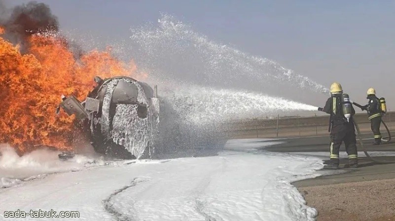 الدفاع المدني : إخماد حريق في ناقلة وقود بالقصيم