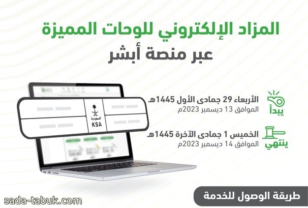 المرور السعودي: طرح مزاد اللوحات الإلكتروني غدًا الأربعاء عبر منصة ⁧أبشر⁩