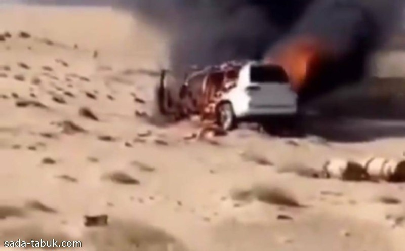 فيديو جديد للحظة اشتعال النار في سيارة المواطنين السعودي والكويتي المغدورين بالعراق